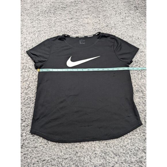 Nike Shirt Women Medium Black Dri Fit Round Neck Tennis Athleisure Golf Gym - Picture 3 of 6
